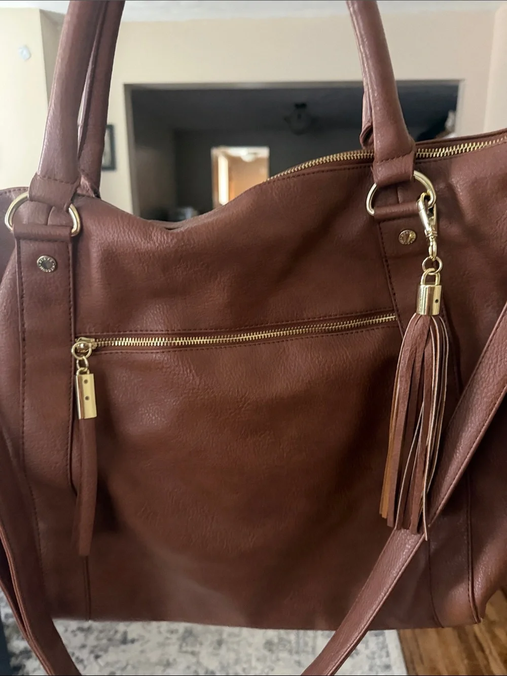Steve Madden Brown Faux Leather Slouch Bag